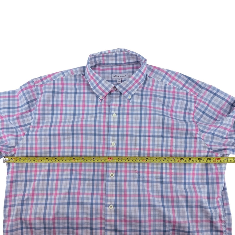 Peter Millar Crown Mens XL Blue Pink Plaid Cotton Button Down Shirt MS21W18NBL - Picture 7 of 9